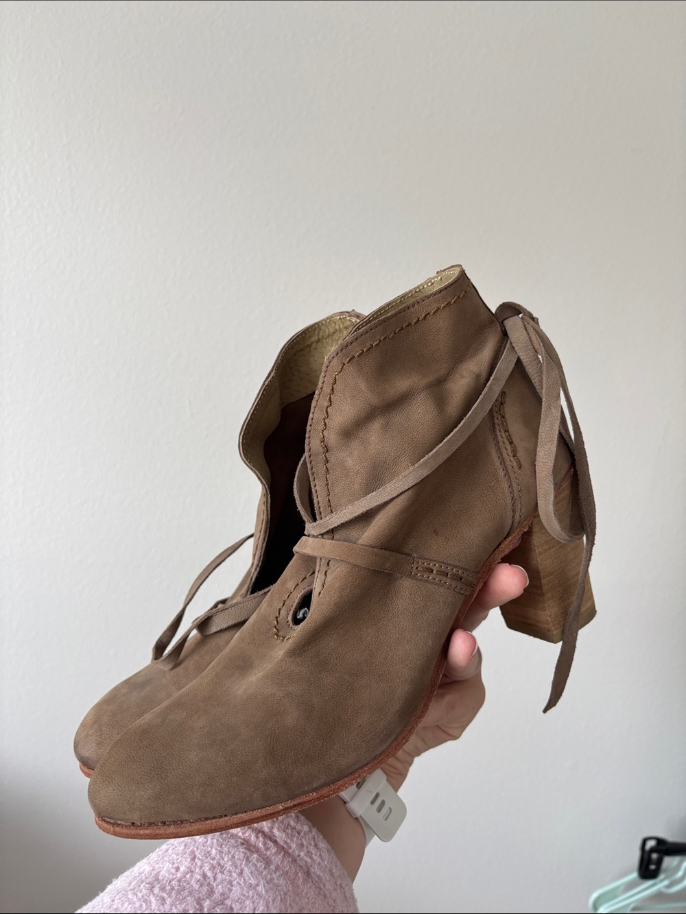 Free People Womens Wrap Around Heel Boot Leather Closed Toe Taupe Size EU 41 EUC - Picture 7 of 10